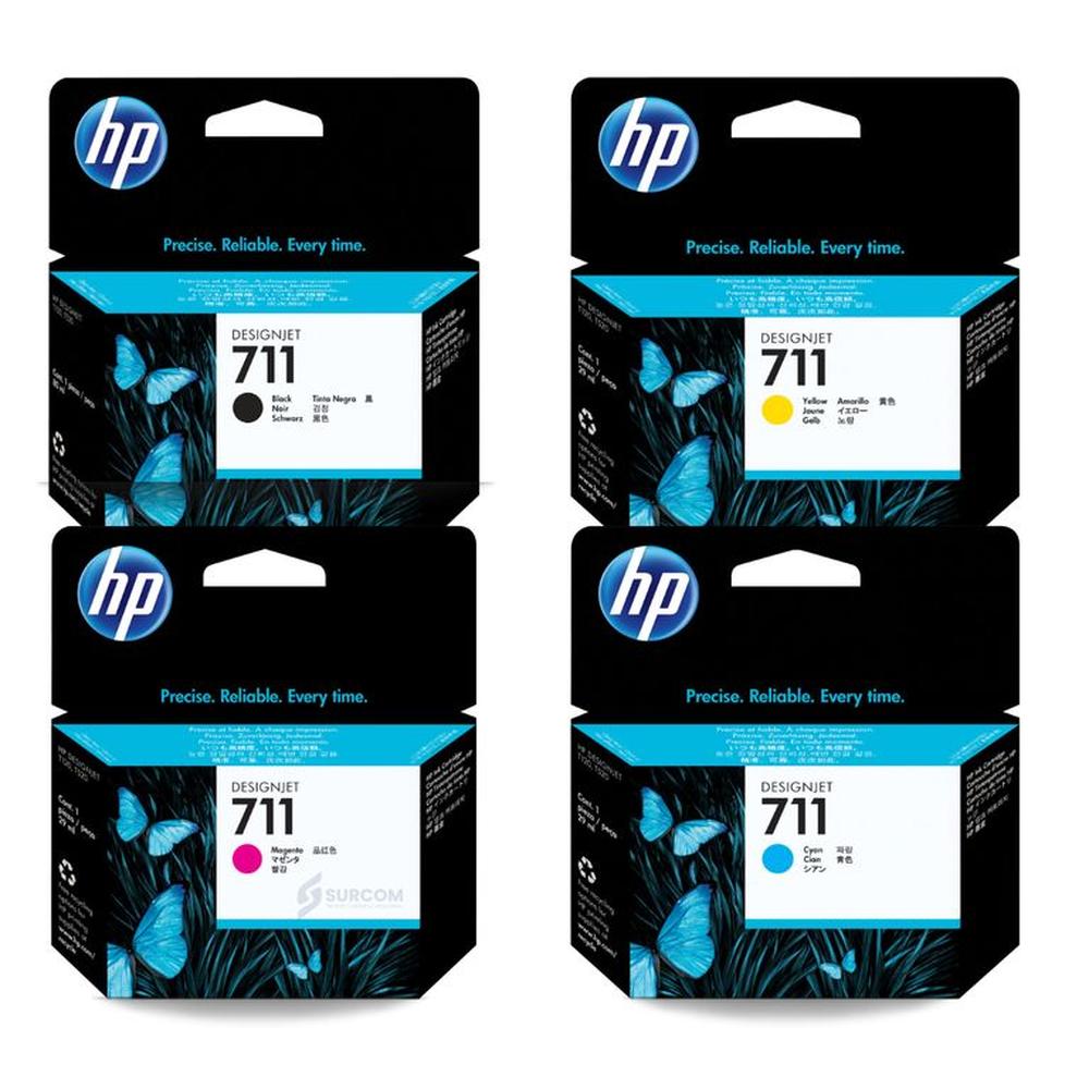 Kit Tinta HP 711 Cyan Magenta Amarillo Negro