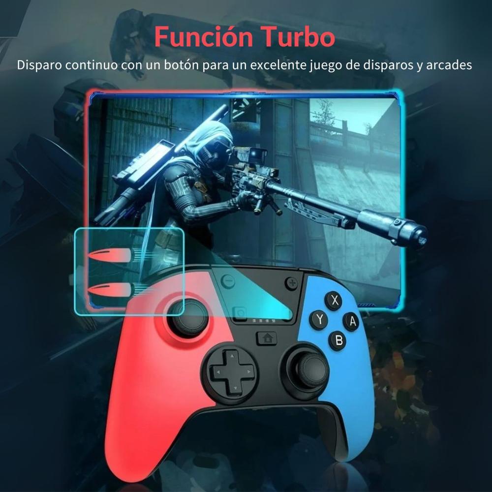 Mando Pro Inalámbrico Switch con NFC Turbo MACRO y Giroscopio SW-12B ...
