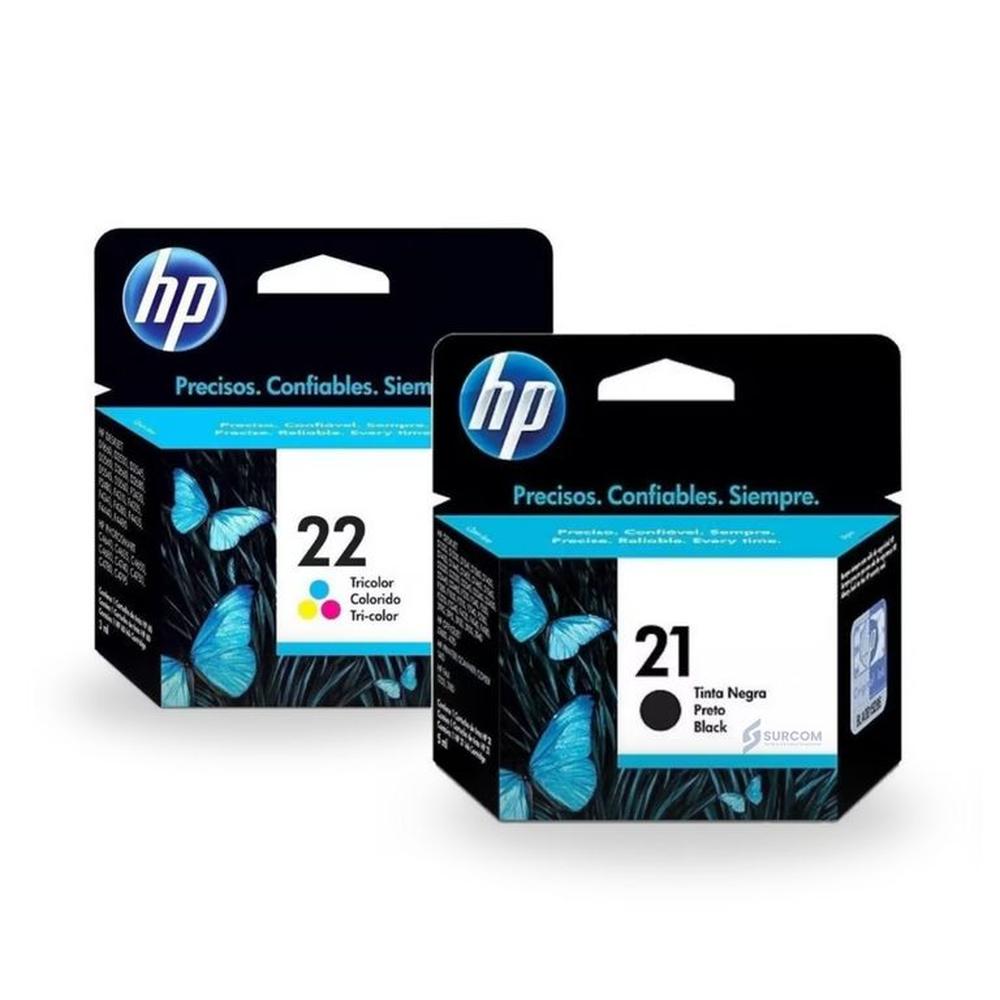 Kit Tinta HP 21, 22 Negro, Tricolor