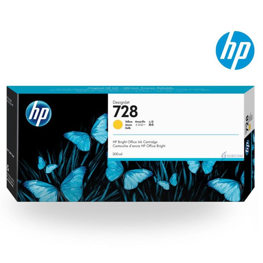 Cartucho de Tinta HP 728 Yellow Original - 300 ml (F9J64A)