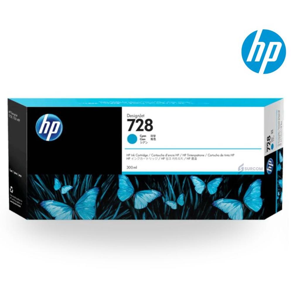 Cartucho de Tinta HP 728 Cyan Original - 300 ml (F9J66A)