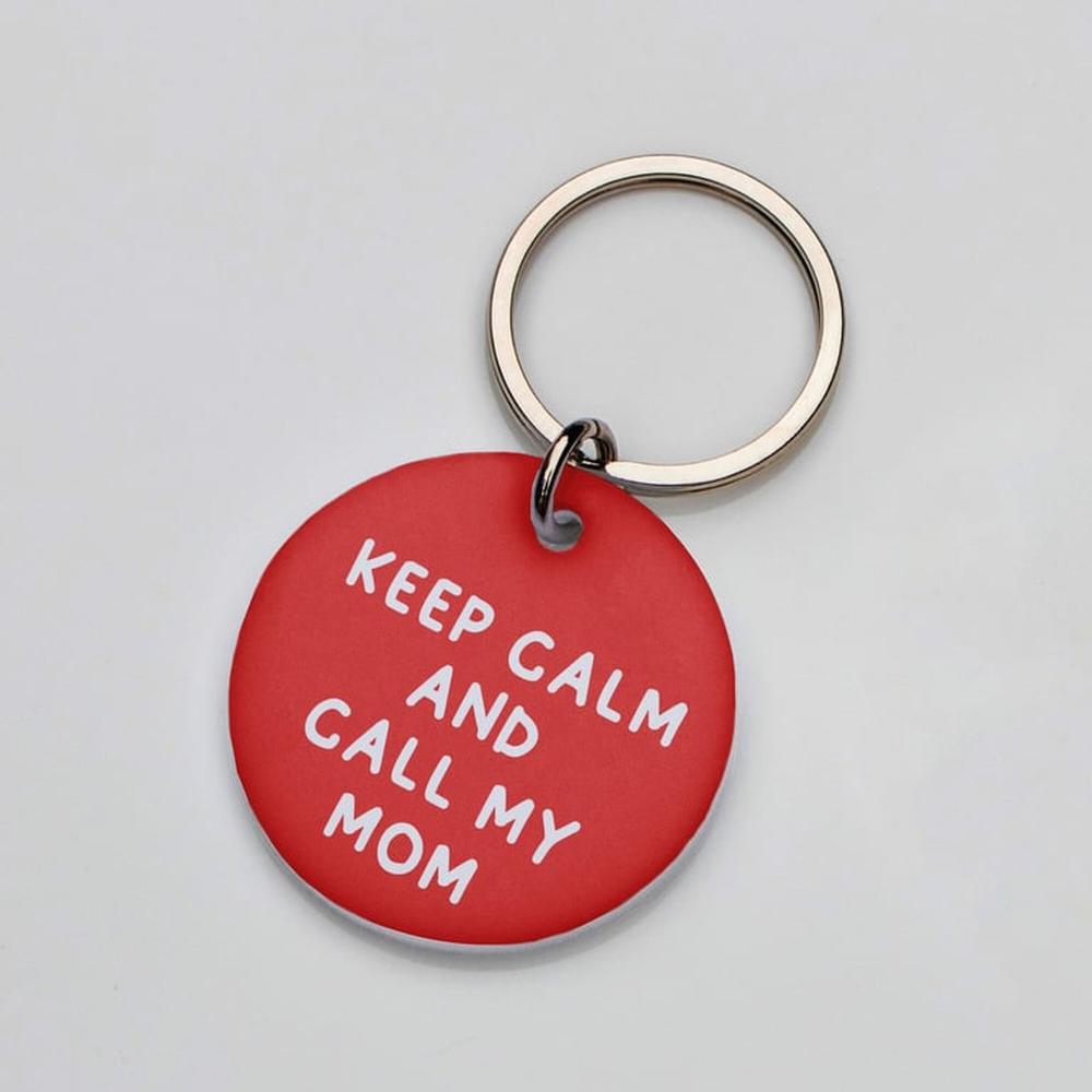 Placa de identificación perros gatos Keep Calm Mom Rojo Placa de identificación perros gatos Keep Calm Mom Rojo