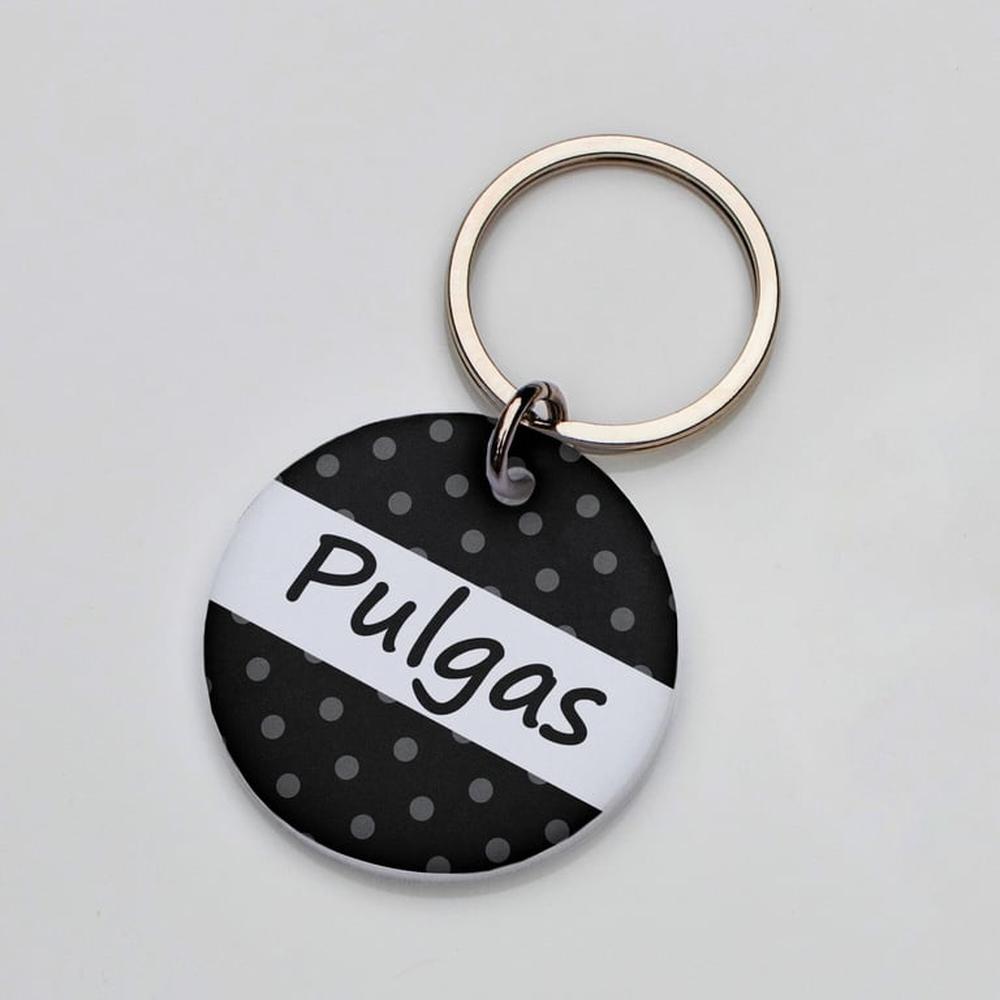 Placa de identificación perros gatos Puntos Negro Placa de identificación perros gatos Puntos Negro