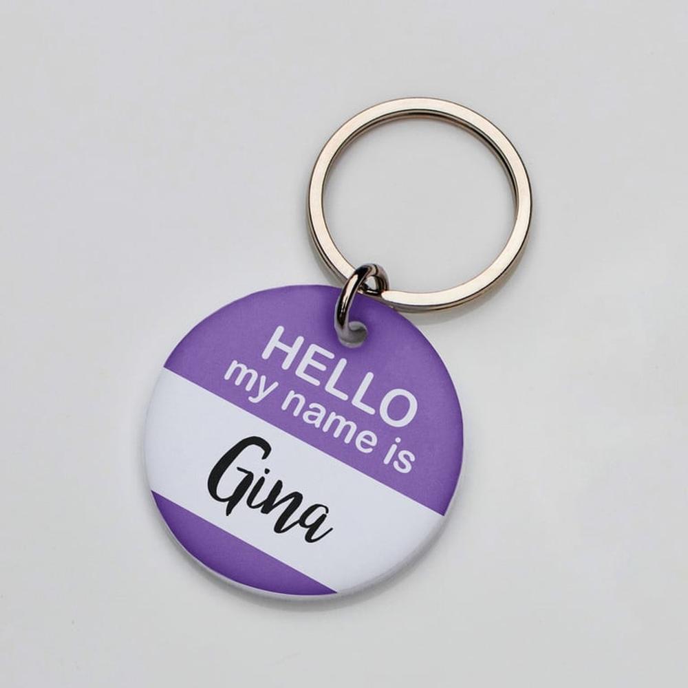 Placa de identificación perros gatos Hello Morado Placa de identificación perros gatos Hello Morado