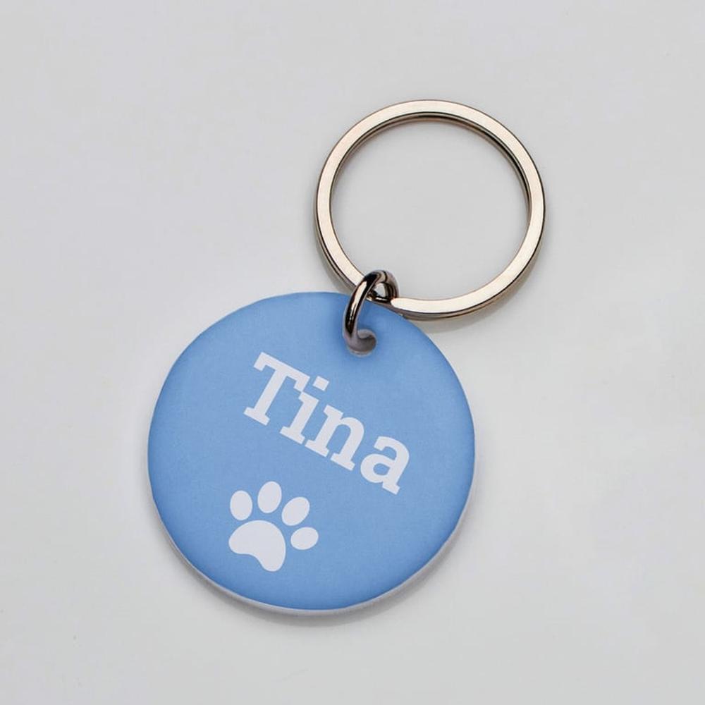Placa de identificación perros gatos Huella Celeste Placa de identificación perros gatos Huella Celeste