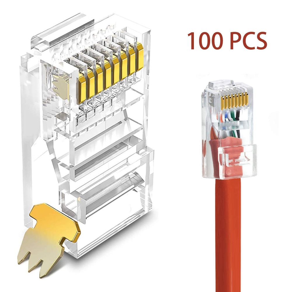 Pack 100 Conectores RJ45 de Cables Internet LAN Ethernet de Red Pack 100 Conectores RJ45 de Cables Internet LAN Ethernet de Red