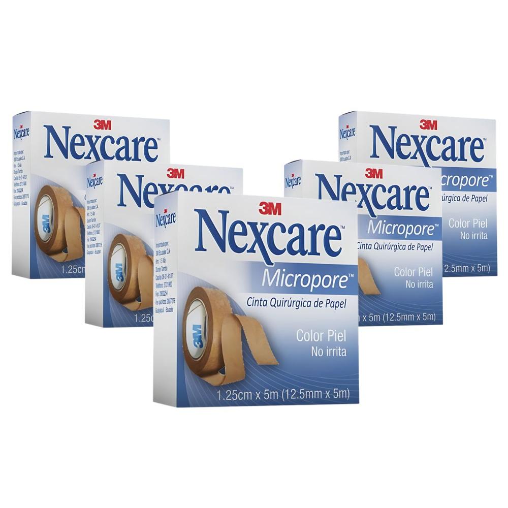 Pack x5 Micropore Nexcare Color Piel Caja 12MM