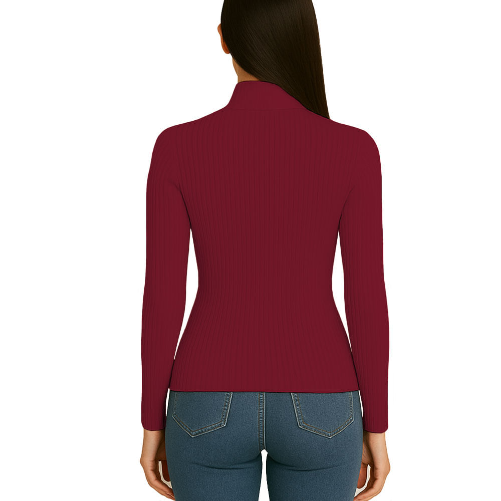 Polo Mujer Cafarena Manga Larga Rib Grueso Tic-13 Color Guinda Talla M Polo Mujer Cafarena Manga Larga Rib Grueso Tic-13 Color Guinda Talla M