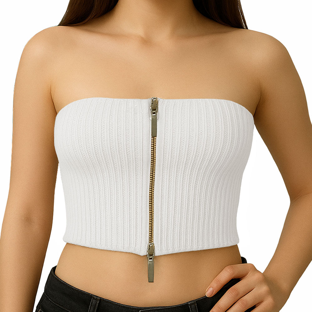 Top Strapple Doble Cierre 474G Lid-10 Hilo Tacto Color Hueso Talla S Top Strapple Doble Cierre 474G Lid-10 Hilo Tacto Color Hueso Talla S