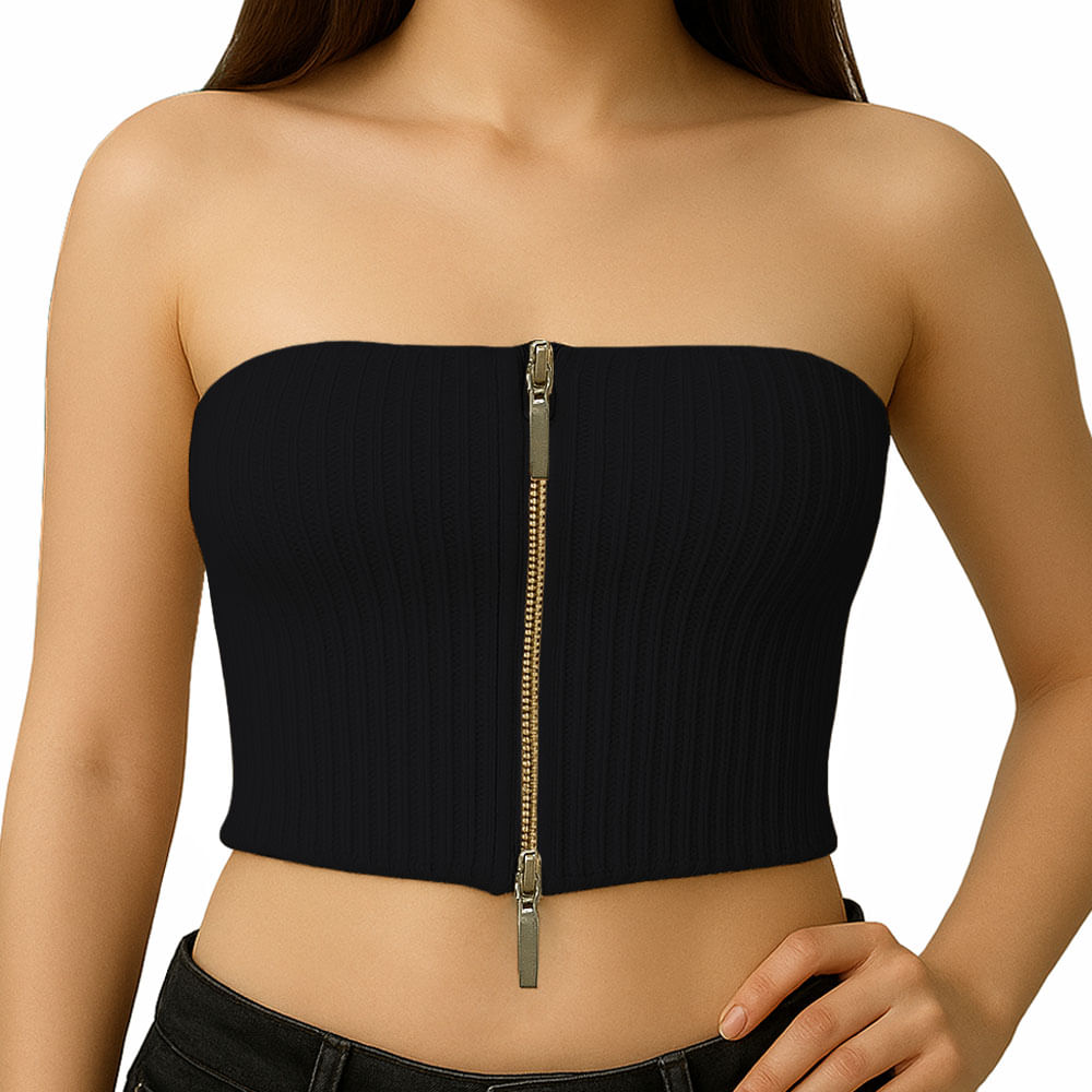 Top Strapple Doble Cierre 474G Lid-10 Hilo Tacto Color Negro Talla XS Top Strapple Doble Cierre 474G Lid-10 Hilo Tacto Color Negro Talla XS