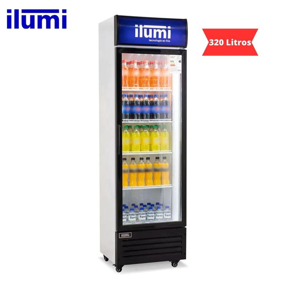 Exhibidor Ilumi Vertical 320 Lts 1 Puertas Vidrio Blanco - BC-3200
