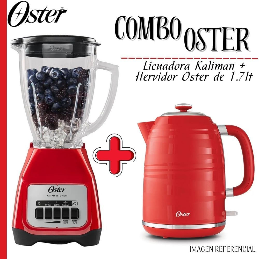 COMBO OSTER LICUADORA KALIMAN - HERVIDOR ELÉCTRICO OSTER ROJO