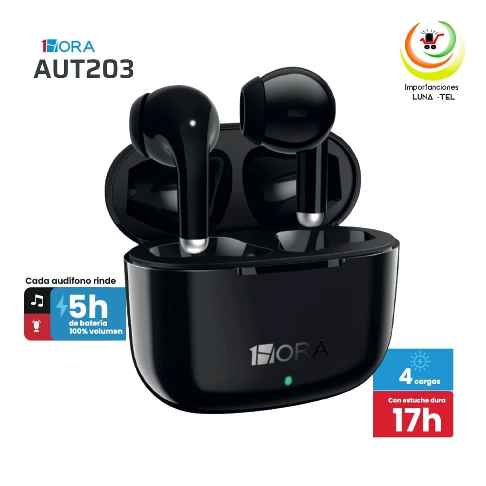 AUDIFONOS BLUETOOTH TWS MODELO AUT203 NEGRO