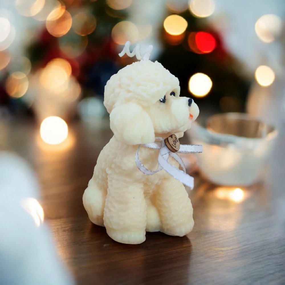 VELA AROMATICA PERRITO POODLE DE CERA DE SOJA