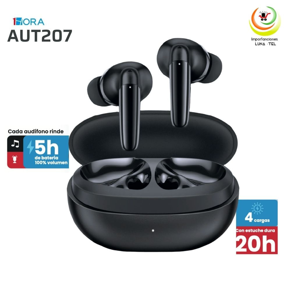 AUDIFONOS BLUETOOTH TWS MODELO AUT207 NEGRO