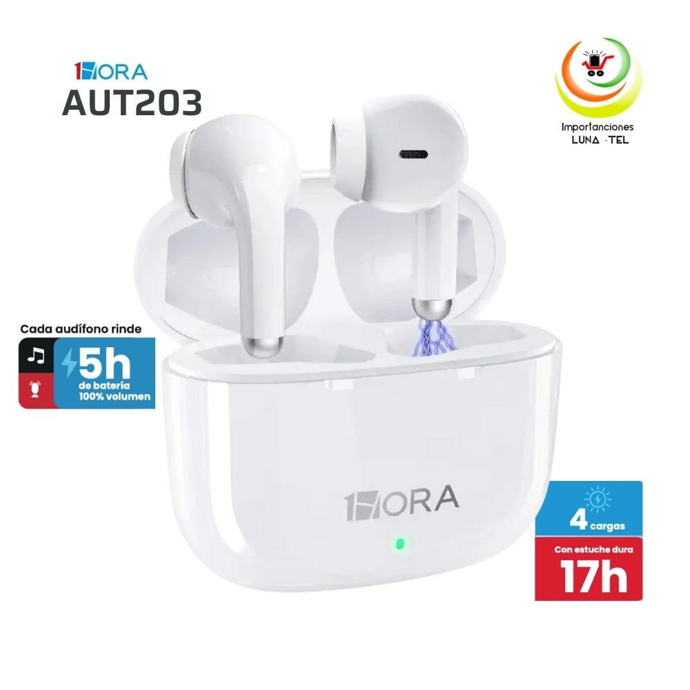 AUDIFONOS BLUETOOTH TWS MODELO AUT203 BLACO