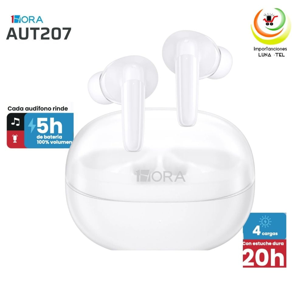 AUDIFONOS BLUETOOTH TWS MODELO AUT207 BLANCO