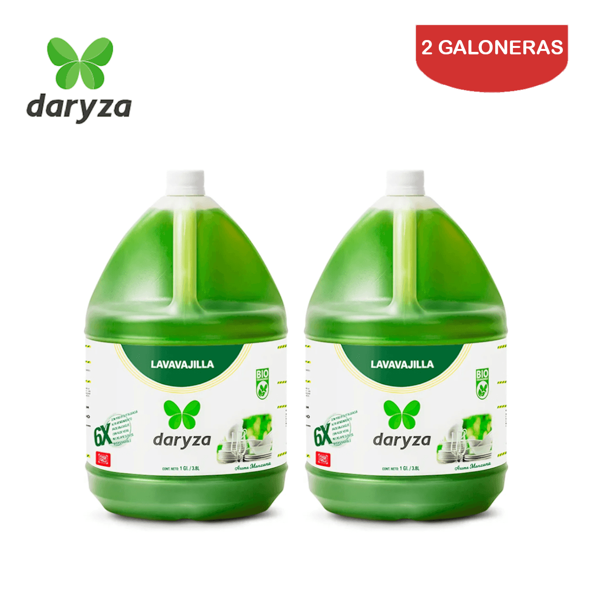 Lavavajilla Gel Daryza Manzana Galón Pack 2 Galoneras