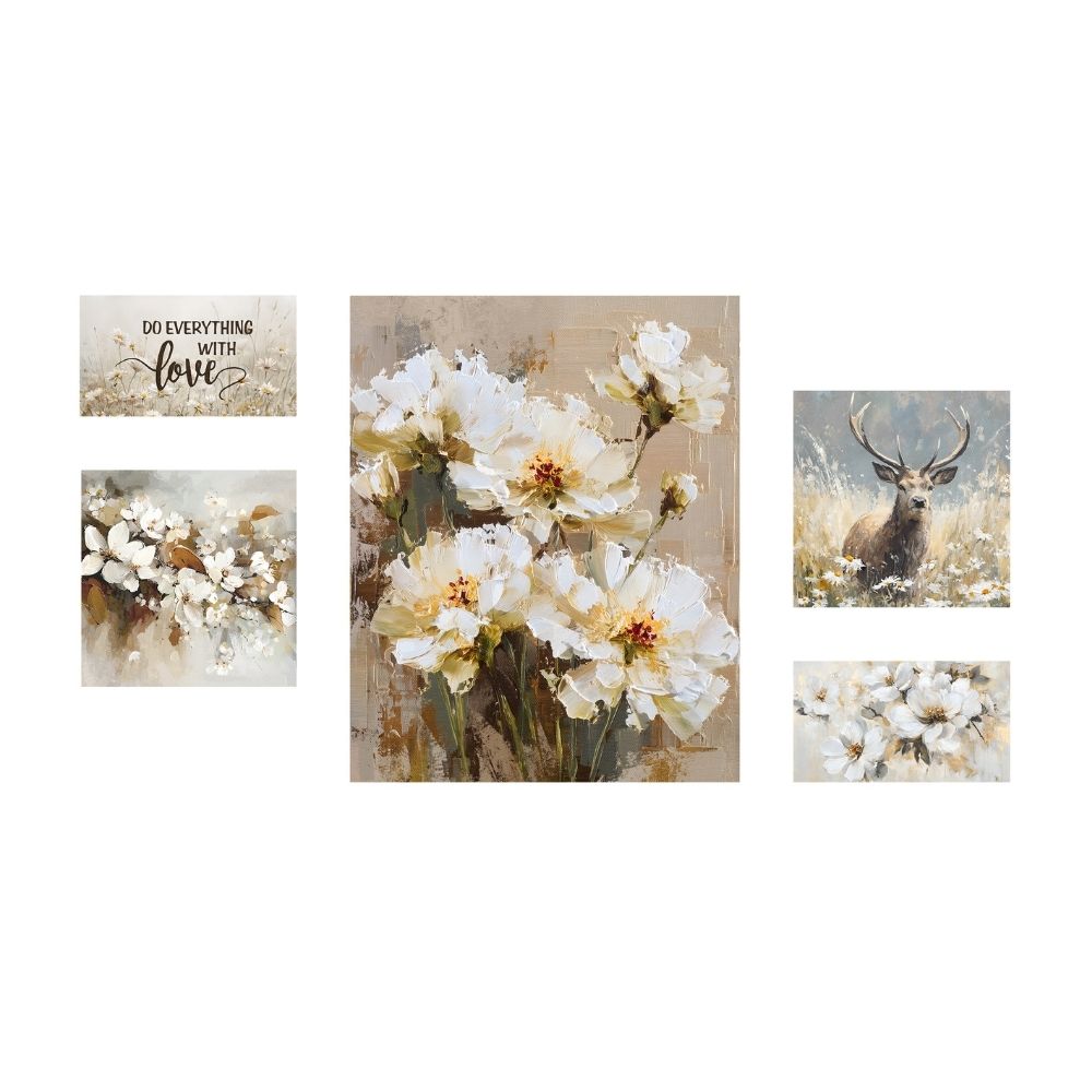 Cuadro Set de 5 Piezas Flores Orange