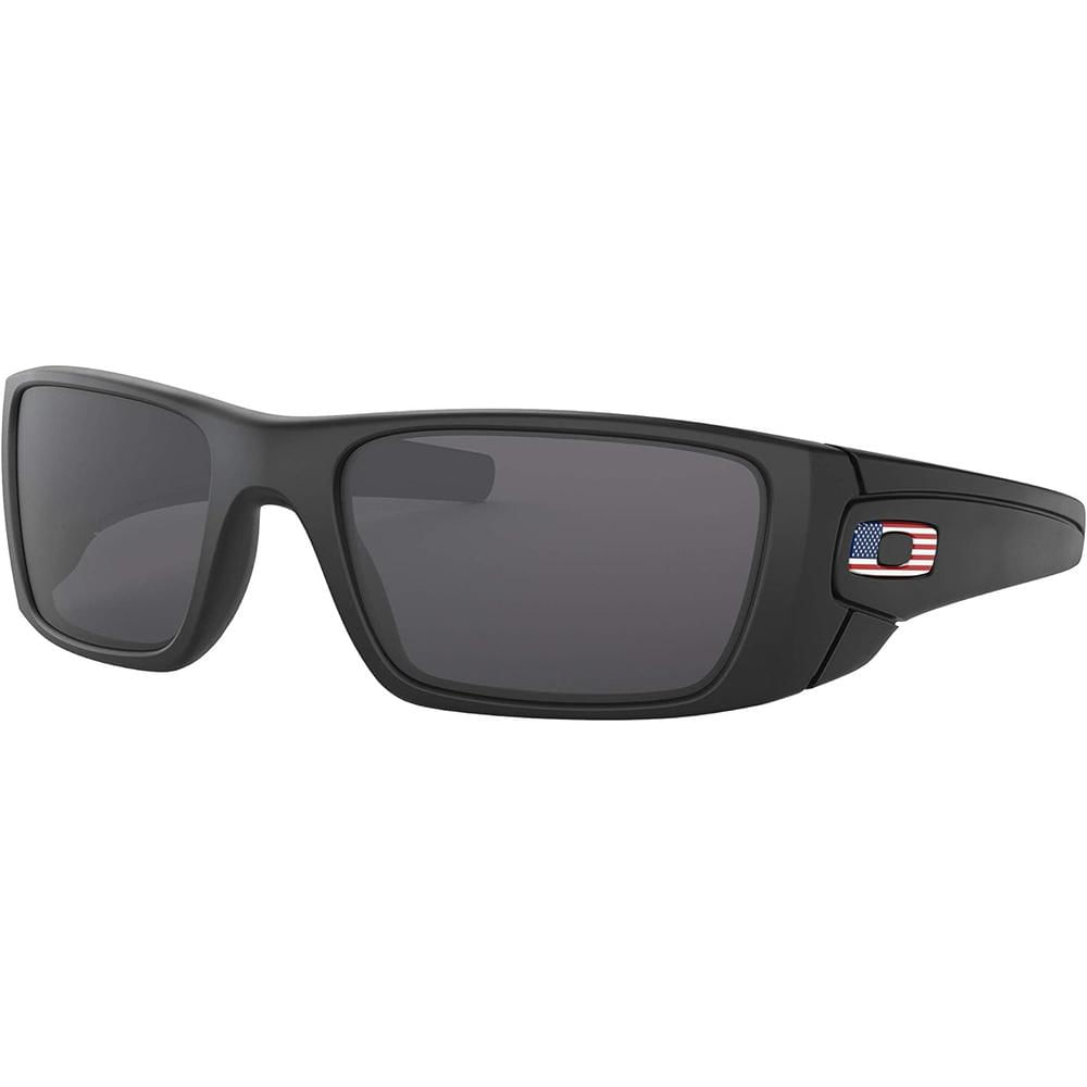 Oakley Fuel Cell OO9096 Gafas de Sol Rectangulares para Hombre | Matte Black Usa Flag Icon / Grey