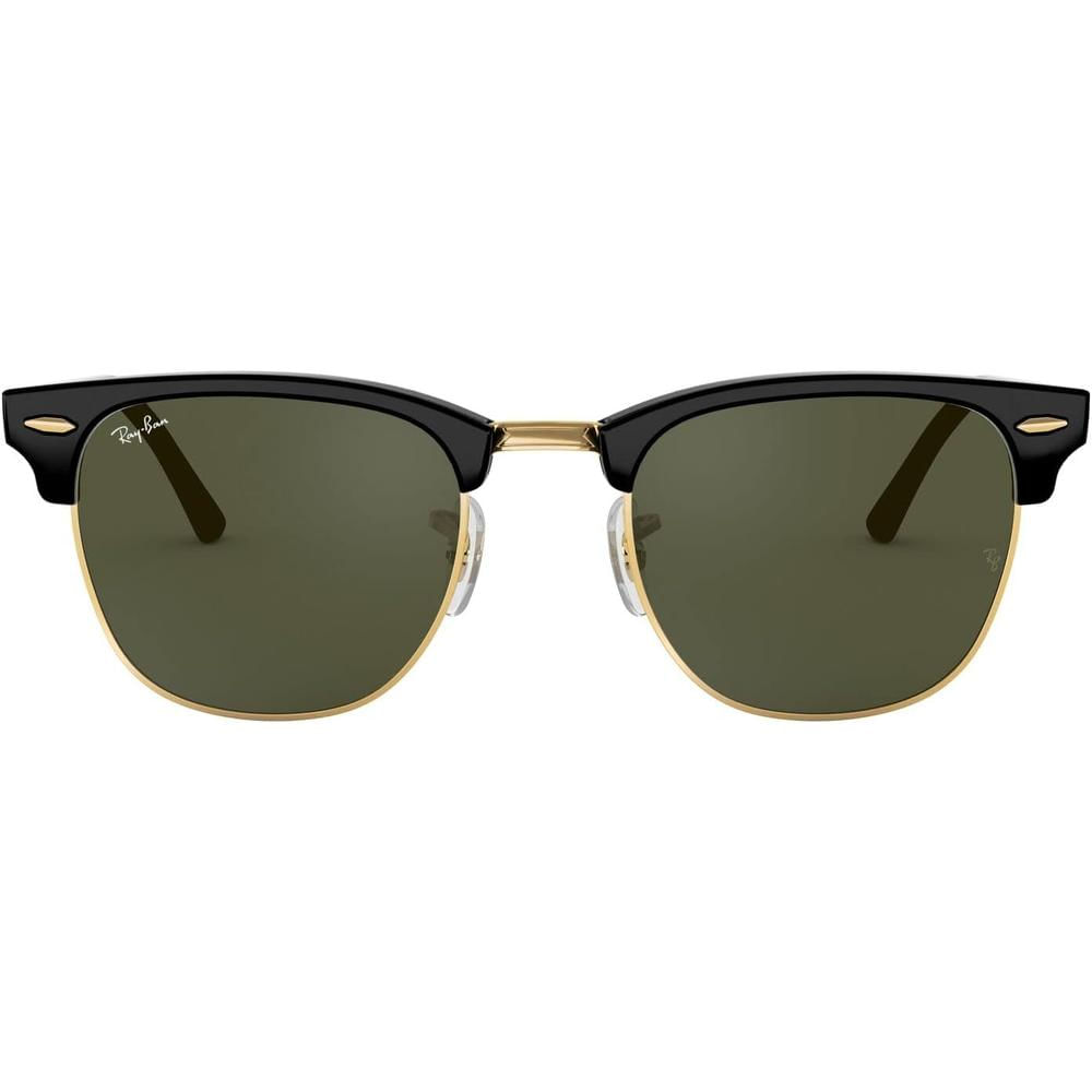 Ray-Ban RB3016 Clubmaster Gafas de sol para hombre | Black on Gold / Green III