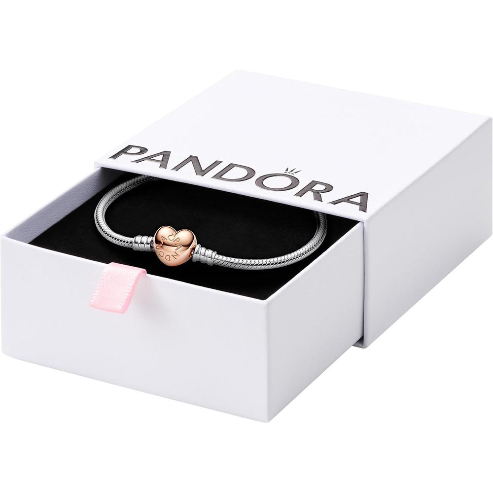 Pandora Moments pulsera cadena serpiente cierre corazón 18 cm | Oro Rosa