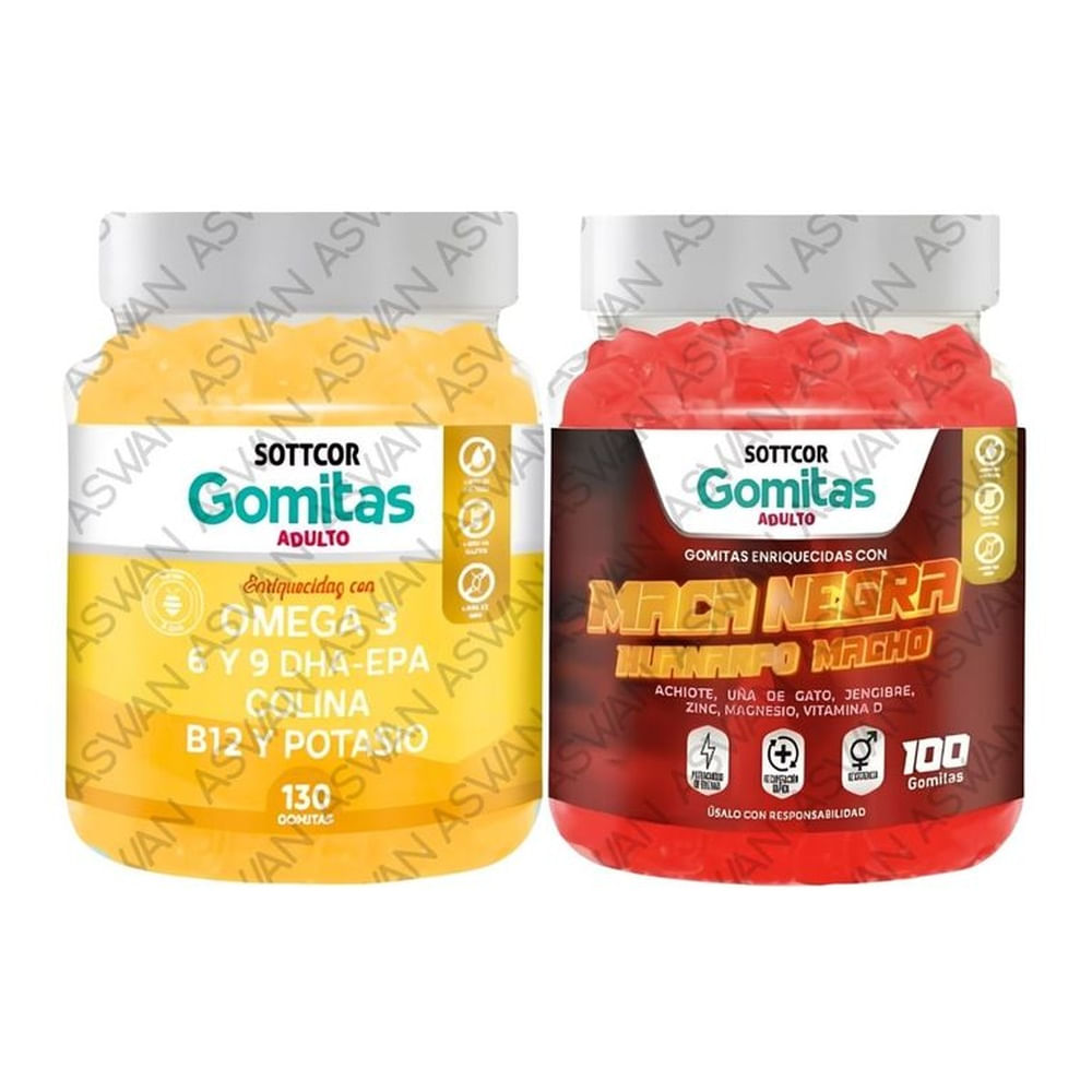 PACK ADULTO OMEGA 3 & MACA NEGRA 130 GOMITAS - SOTTCOR