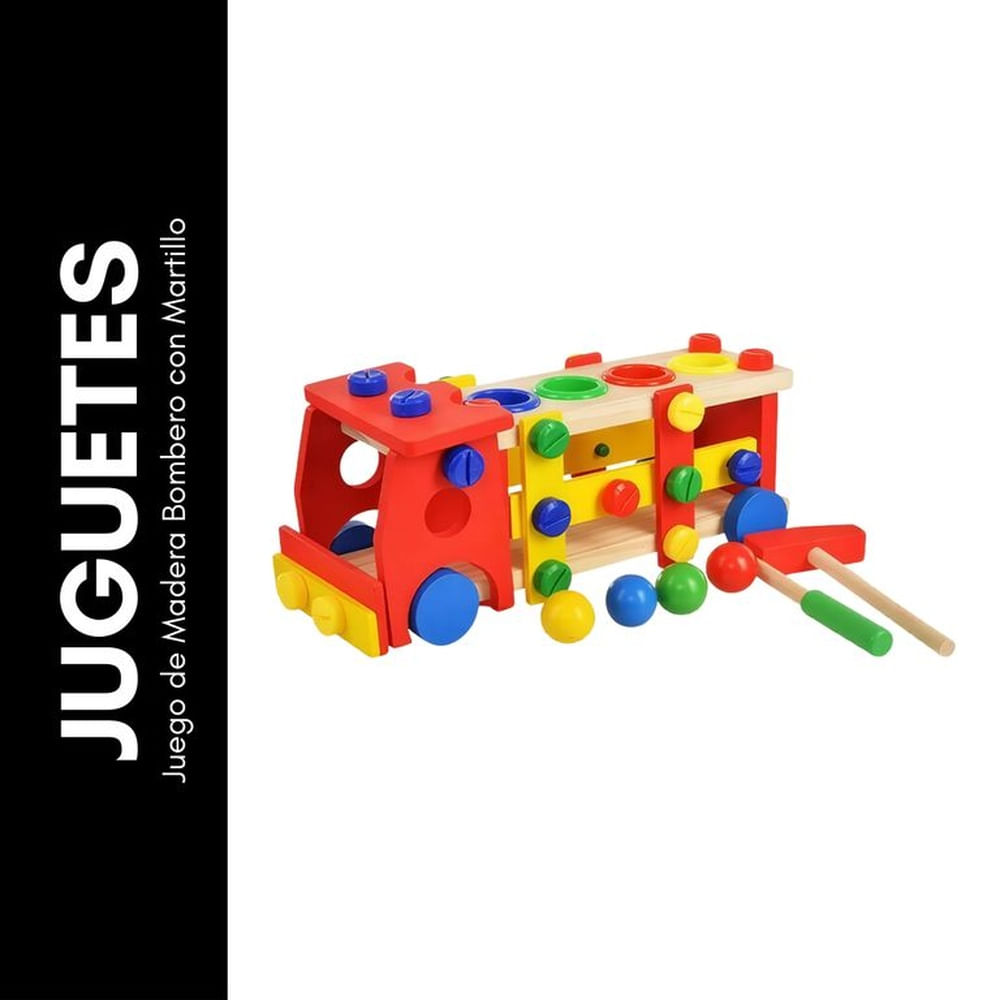 Juego de Madera Bombero con Martillo Beige