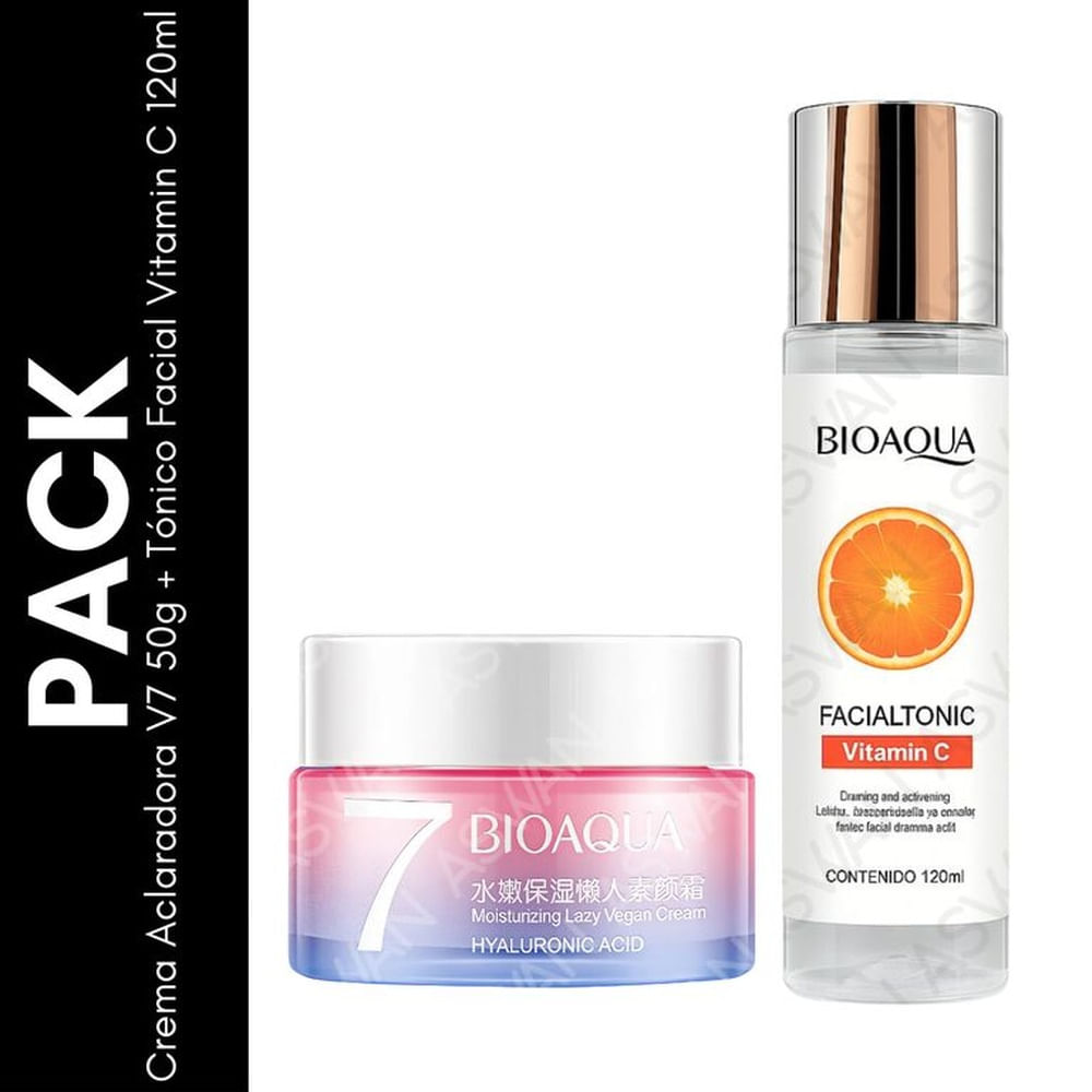 Pack Crema Aclaradora V7 50g + Tónico Facial Vitamin C 120ml - BIOAQUA