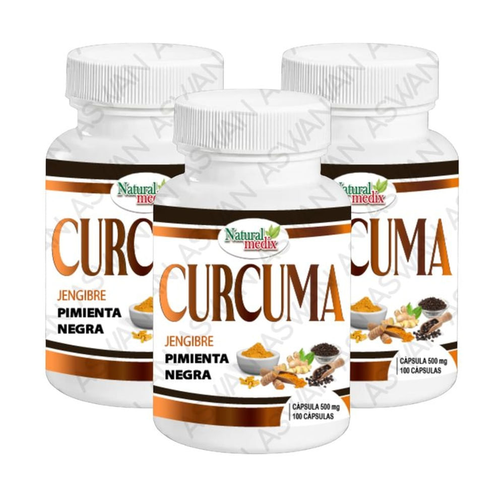 Pack de 3 Curcuma Jengibre Pimienta Negra 100 capsulas - NATURAL MEDIX