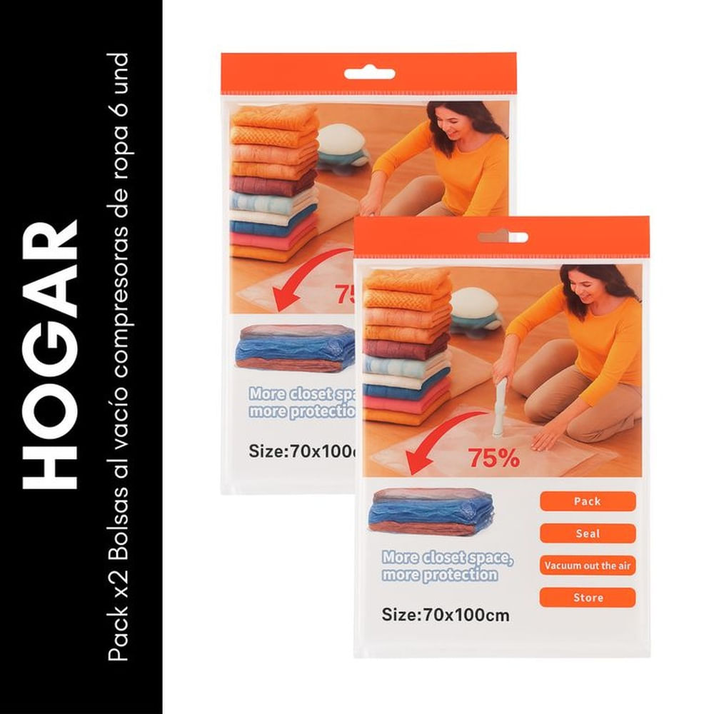 Pack x2 Bolsas al vacío compresoras de ropa 2 und