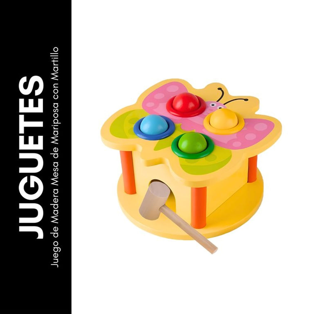 Juego de Madera Mesa de Mariposa con Martillo Beige