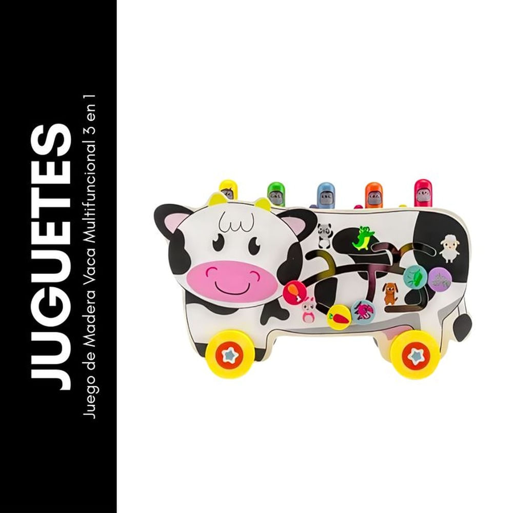 Juego de Madera Vaca Multifuncional 3 en 1 Beige