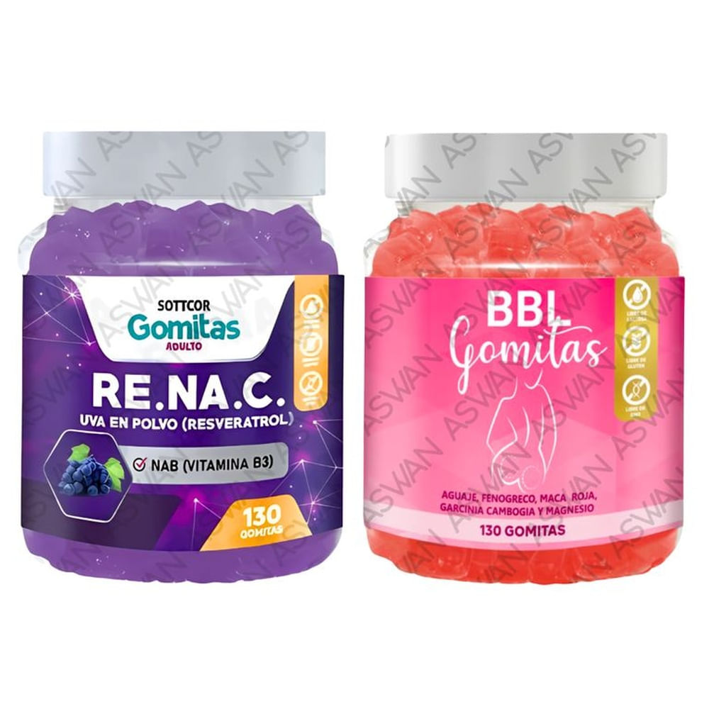 Pack Adulto Resveratrol & BBL Aguaje 130 Gomitas - SOTTCOR