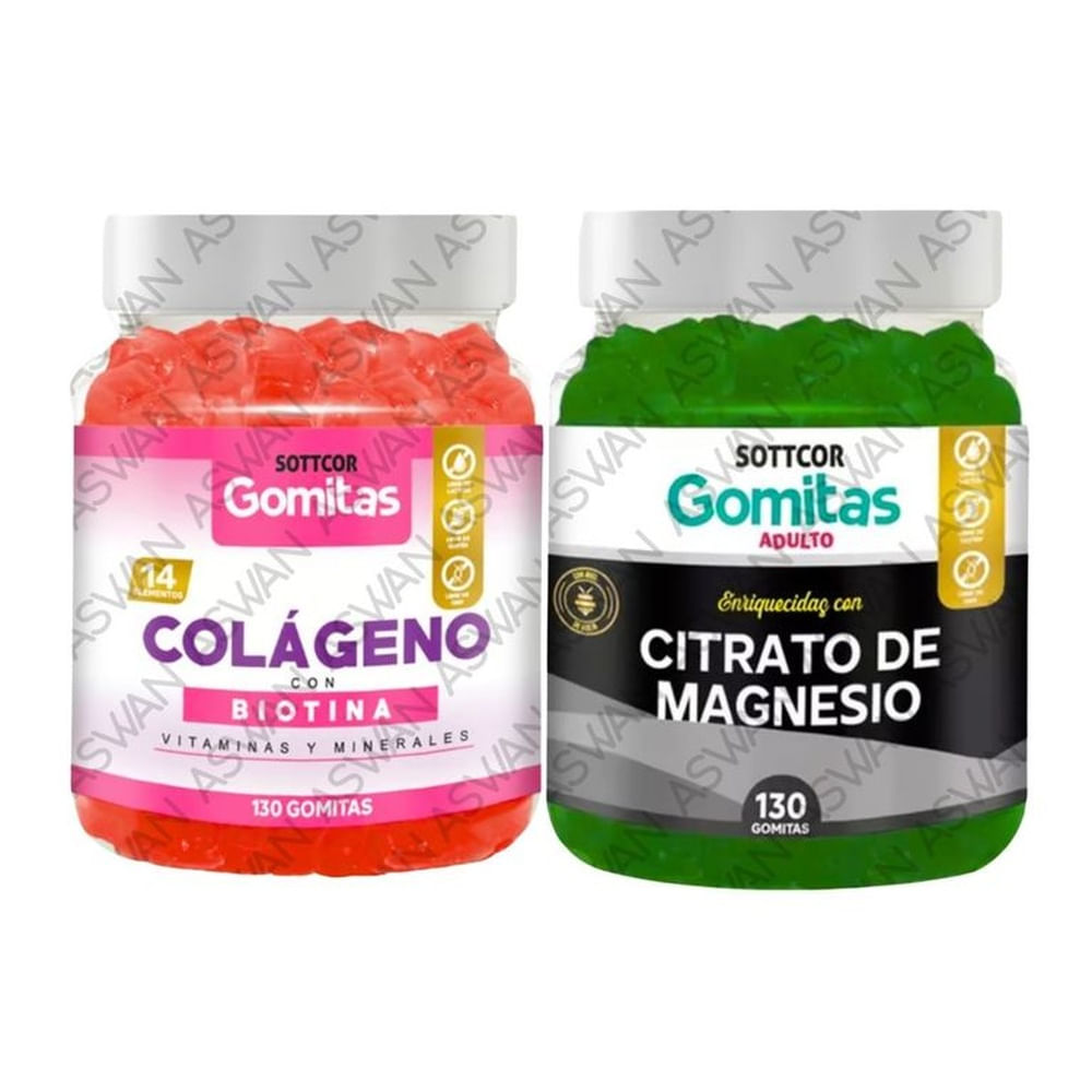 PACK ADULTO COLAGENO & CITRATO DE MAGNESIO 130 GOMITAS - SOTTCOR