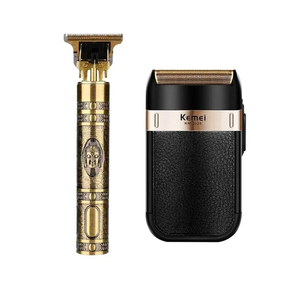 Afeitadora Hair Clipper + Razuradora Negra Kemei