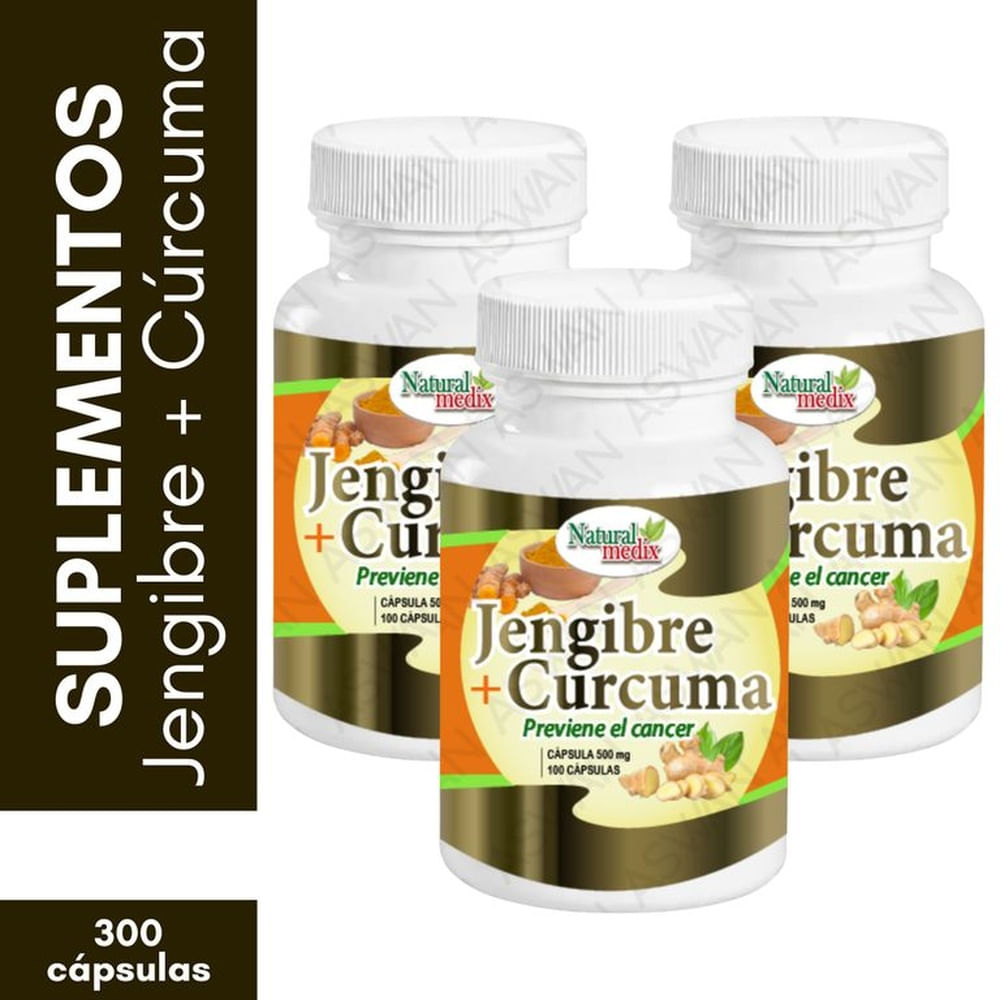 Pack x3 Jengibre & Curcuma 100 Cápsulas - Natural Medix