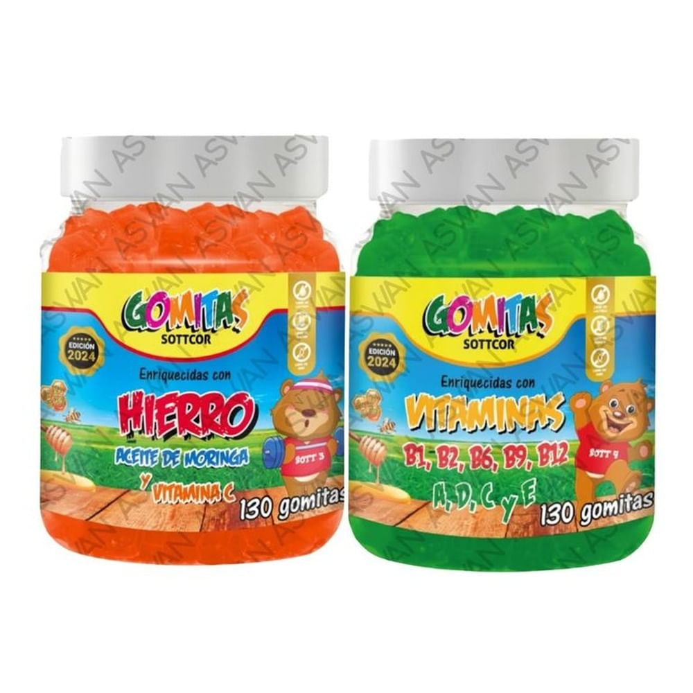 PACK NIÑOS DE HIERRO & MULTIVITAMINAS 130 GOMITAS - SOTTCOR