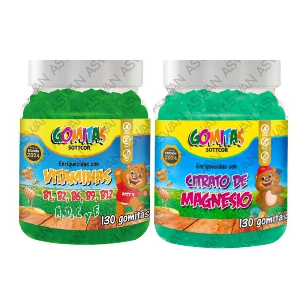 PACK NIÑOS DE MULTIVITAMINAS & CITRATO DE MAGNESIO 130 GOMITAS - SOTTCOR