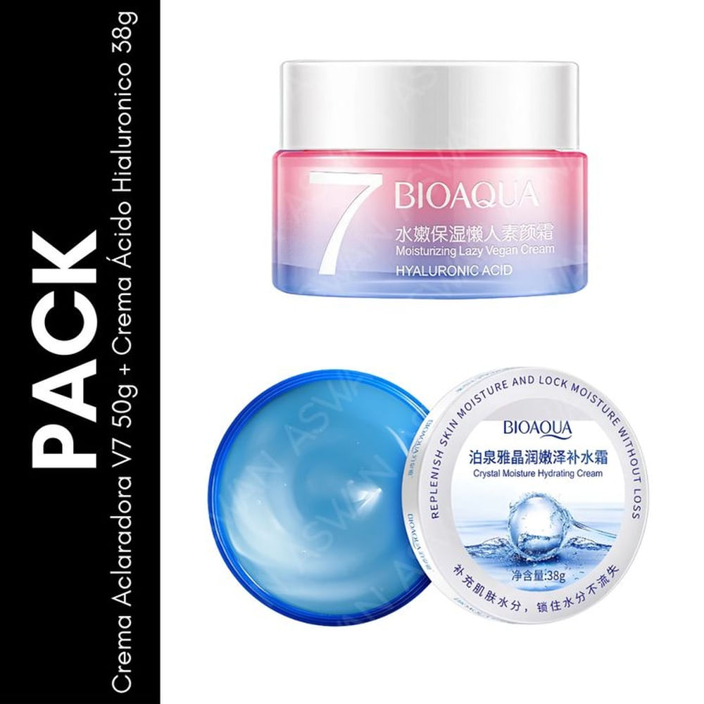 Pack Crema Aclaradora V7 50g + Crema Ácido Hialuronico 38g - BIOAQUA