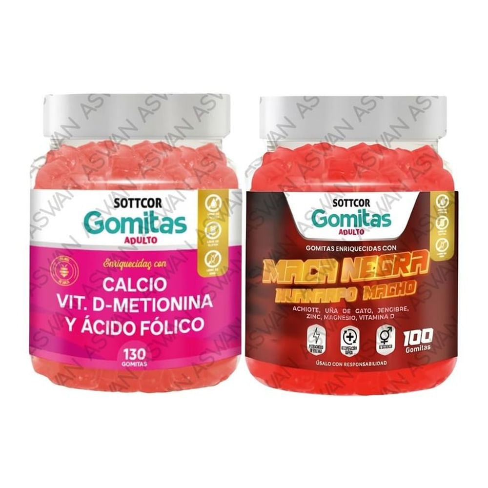 PACK ADULTO CALCIO & MACA NEGRA 130 GOMITAS - SOTTCOR