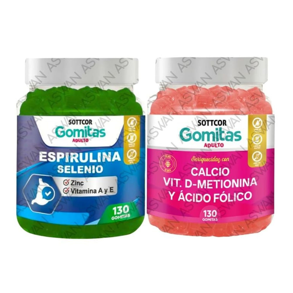 PACK ADULTO ESPIRULINA & CALCIO 130 GOMITAS - SOTTCOR