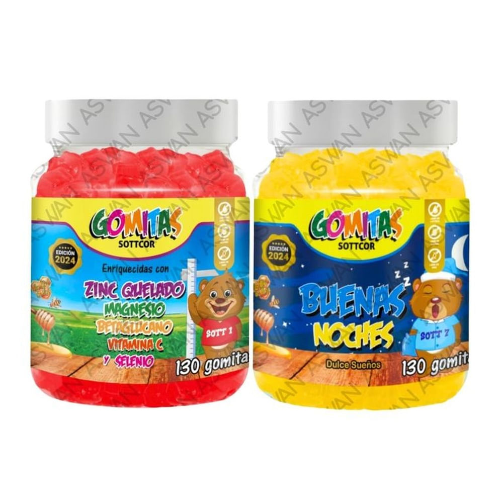 PACK NIÑOS DE ZINC QUELADO & BUENAS NOCHES 130 GOMITAS - SOTTCOR