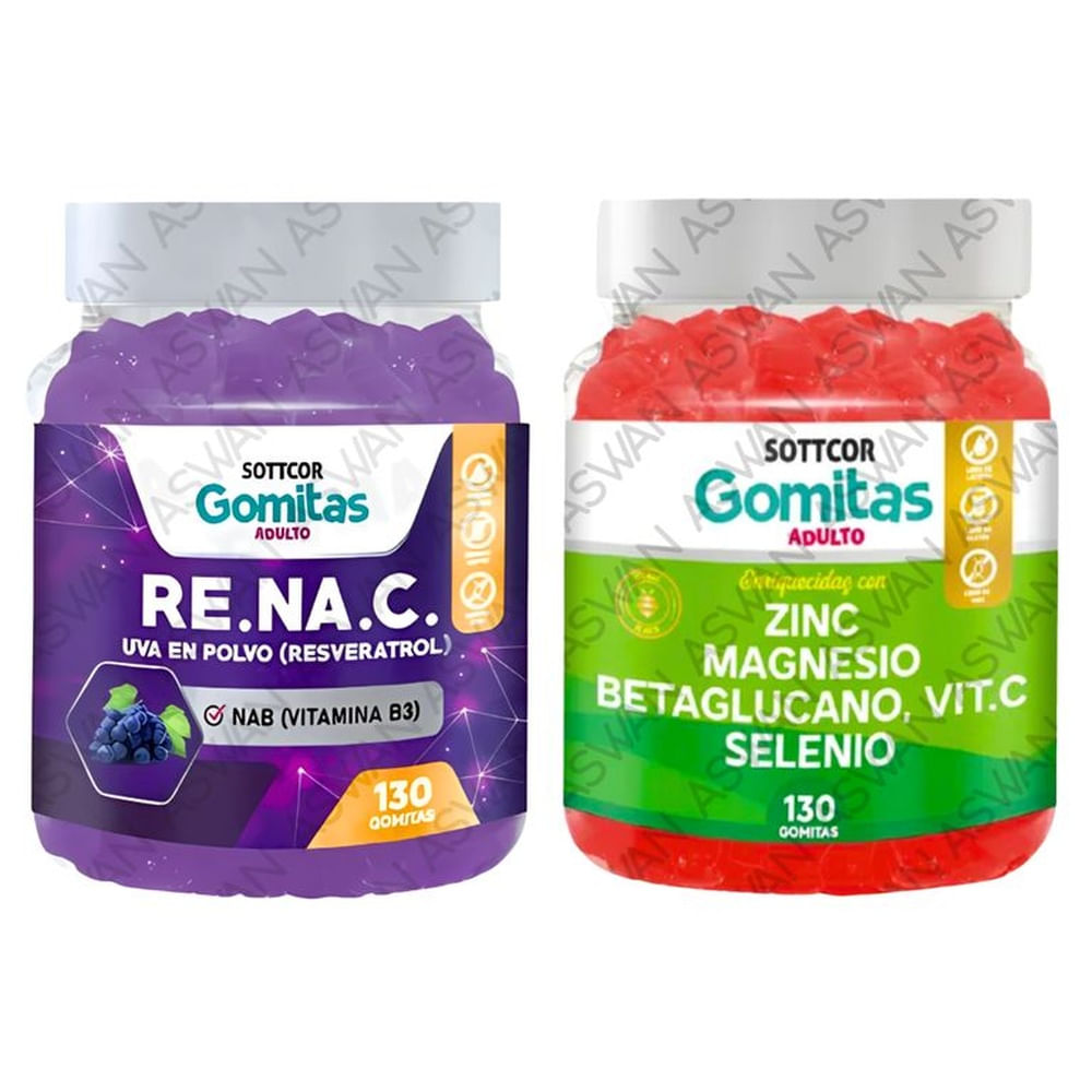 Pack Adulto Resveratrol & Zinc 130 Gomitas - SOTTCOR