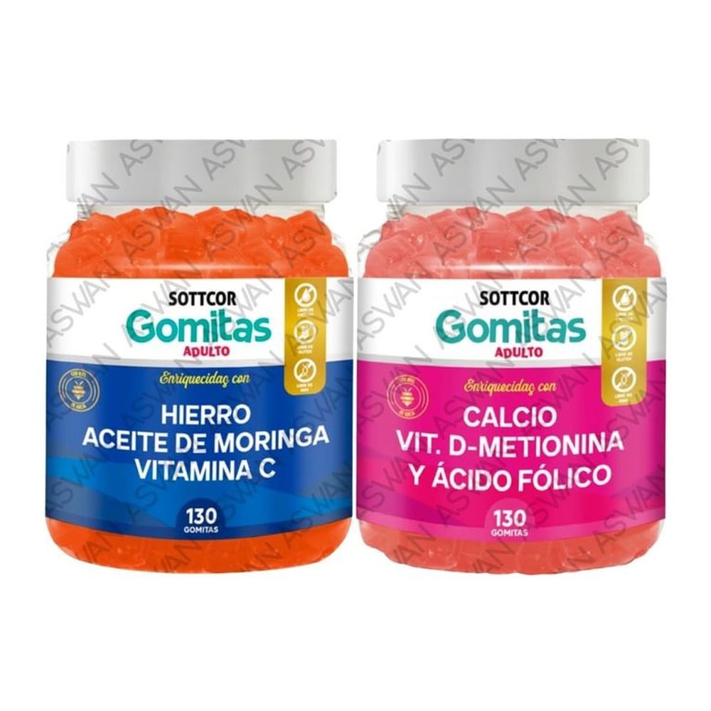 PACK ADULTO HIERRO & CALCIO 130 GOMITAS - SOTTCOR