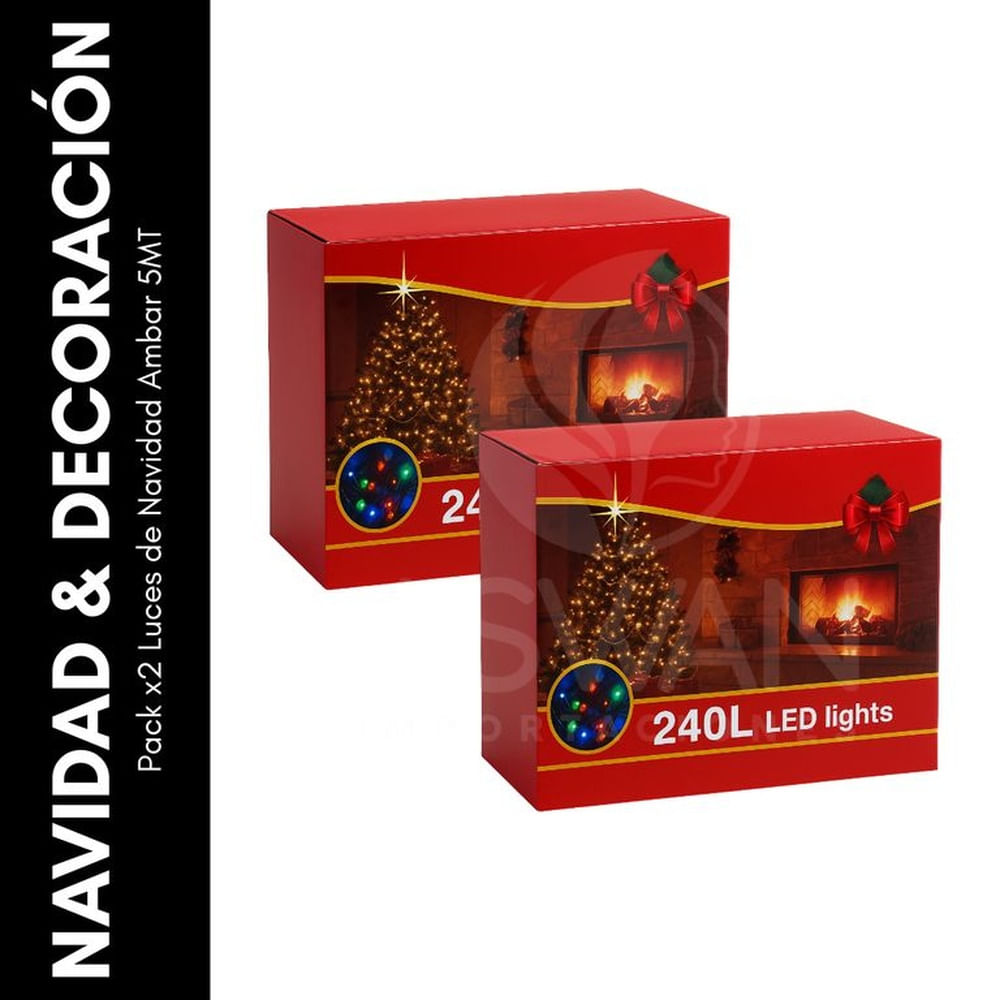 Pack x2 Luces de Navidad Ambar 5MT