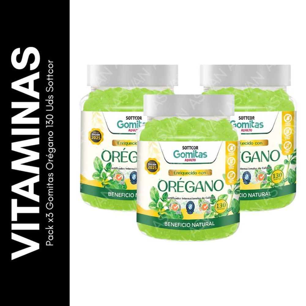 Pack x3 Gomitas Orégano 130 Uds Sottcor