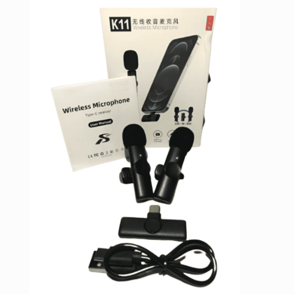 Micrófono K11  Solapa Inalámbrico con Cancelación de Ruido y Luces LED entrada tipo C