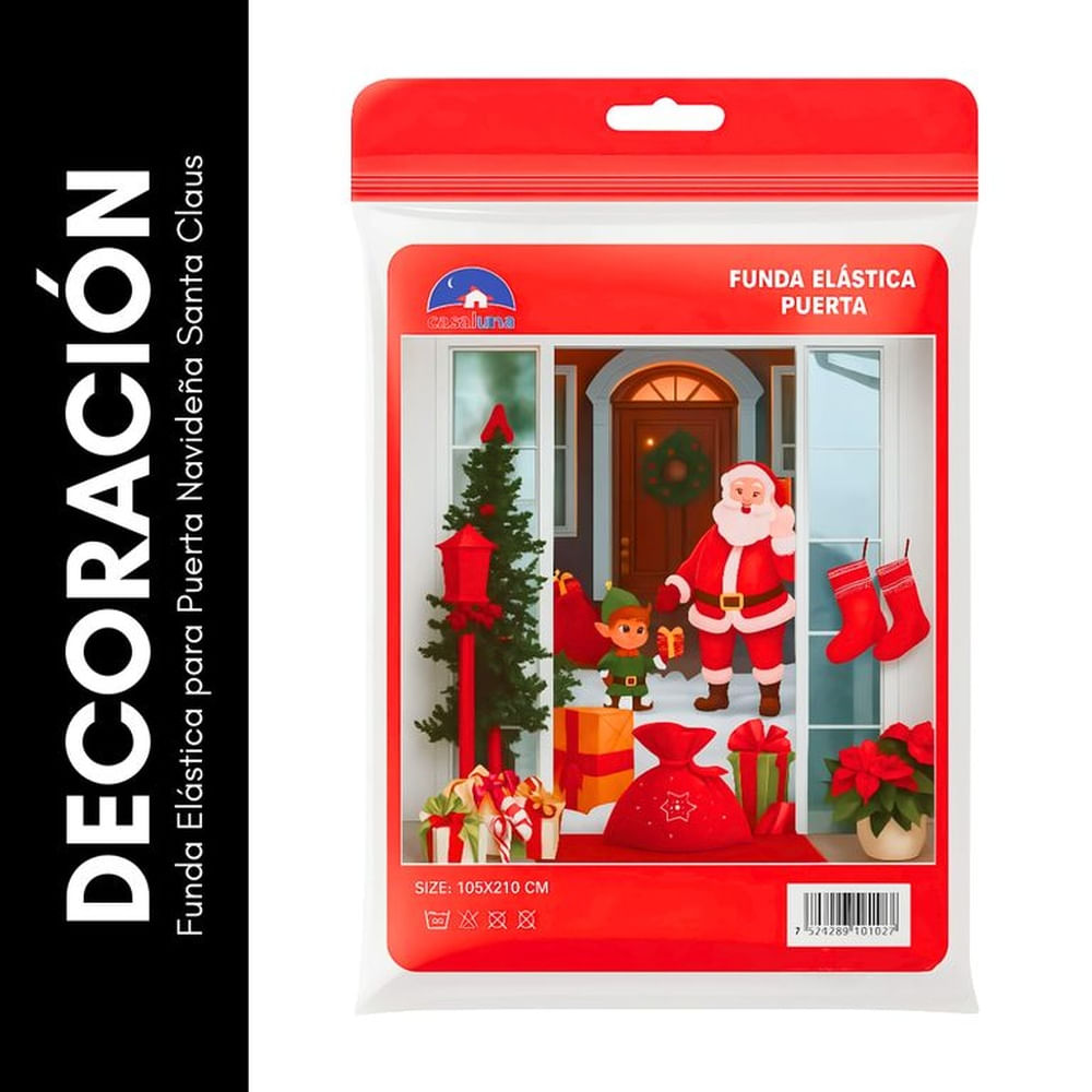 Funda Elástica para Puerta Navideña Santa Claus
