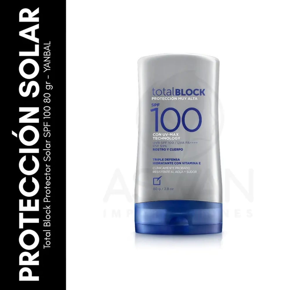 Total Block Protector Solar SPF 100 80 gr  YANBAL